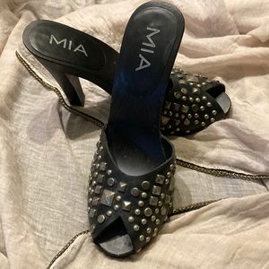 Mia silver studded high heel mules size 7 $30